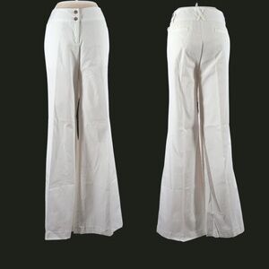 Lands' End White Cotton Pants 12 / 32.5” inseam